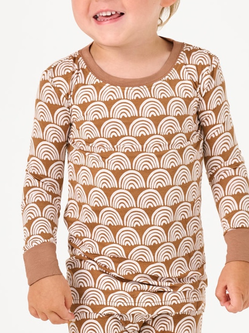 Little Sleepies Rust Brown and White Rainbow Pajama Top. Size 12/14